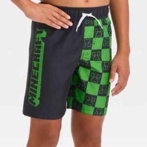 Boys' Minecraft Swim Shorts - Green/ Black XS
NWT